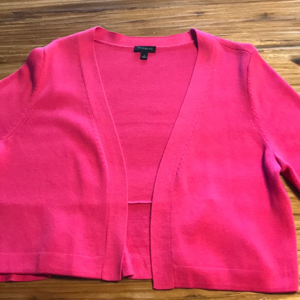 Talbots hot pink light weight shrug sweater